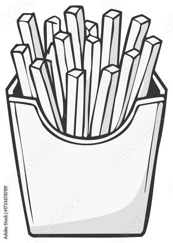 Cartoon illustration of french fries in a container