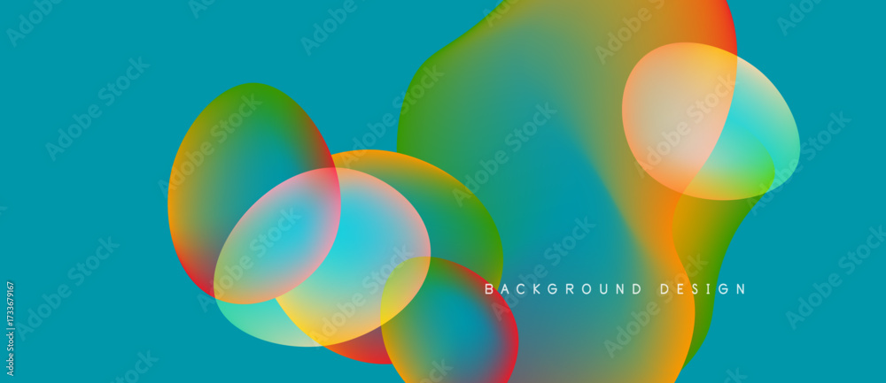 Fototapeta premium Abstract colorful shapes overlap. Vibrant gradients create dynamic visual effect. Modern design element for backgrounds, presentations.