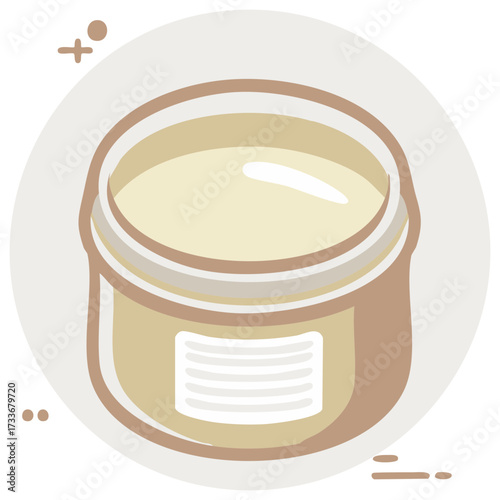 Cream in jar, natural skincare, spa product, organic beauty, container, illustration for cosmetics label