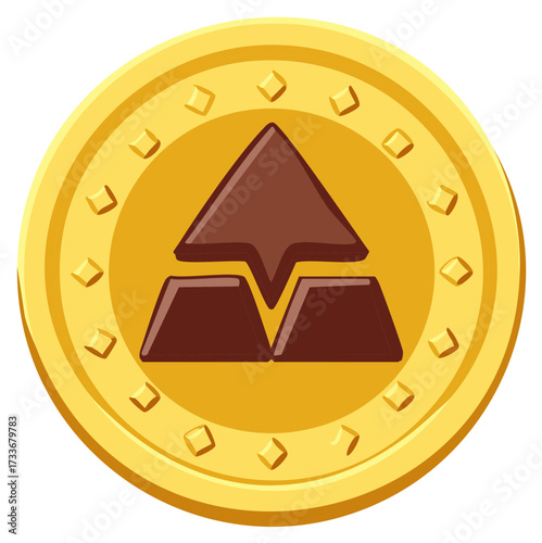 Gold Coin with Upward Arrow Symbol Representing Growth and Investment