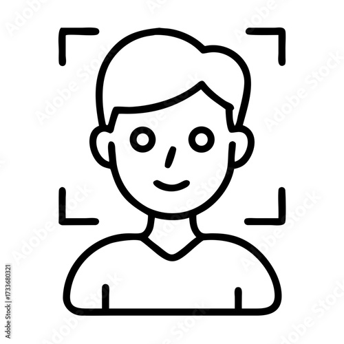 User account user with face recognition icon transparent background