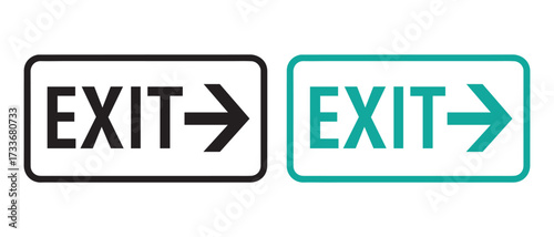 Exit sign with arrow icons. isolated on white background, vector illustration.
