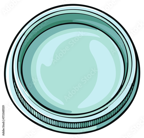 Cartoon illustration of a blue glass bowl