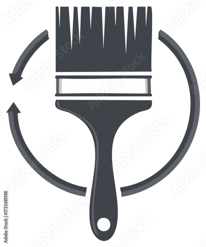 House painting renovation and renewal symbol with a paintbrush in a circular arrow