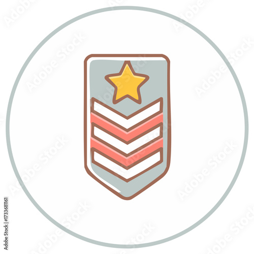 Doodle style Chevron and Star Military Rank Insignia Vector Illustration
