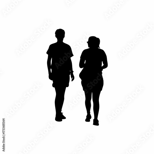 Silhouette of volunteers running a free literacy booth isolated on white background