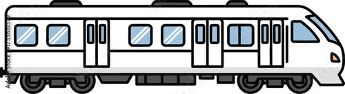 Modern electric commuter train with multiple windows and doors, side view illustration