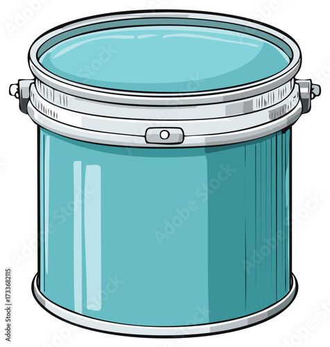 Closed teal metallic container with locking mechanism for transporting or storing liquids and materials