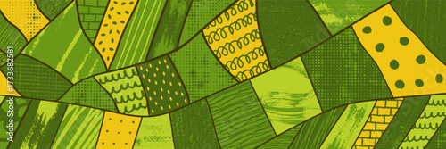 Top-down plantation pattern with wheat fields creates an abstract textured background for agriculture and farm themes.