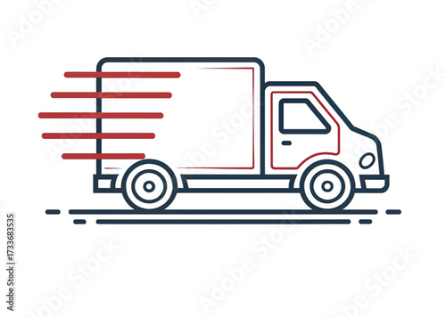 vector delivery truck for websites and digital marketing isolated background
