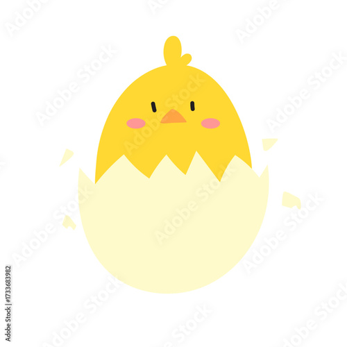 Chick Hatching From Egg Cartoon Doodle Art