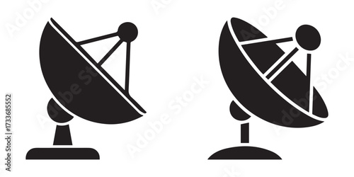 Parabolic antenna icon set. isolated on white background in vector format.
