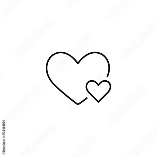 Heart and small like. Customer support, remote user care. Charity and community organisations. Pixel perfect, editable stroke vector icon