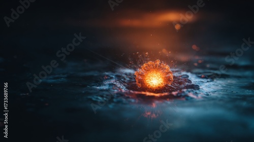 Macro lens, a single, complex, luminous, molecular, primitive, dark, aqueous ...