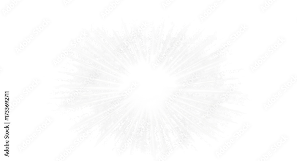 Naklejka premium White bright sunburst explosion light effect isolated on transparent background design element