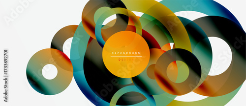 Abstract circles overlap, creating vibrant color gradients. Modern design element for backgrounds, presentations. Smooth transitions visible.