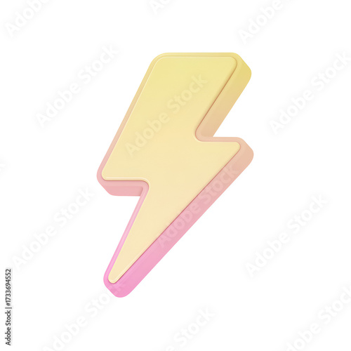 Free Download 3D Yellow and Pink Lightning Bolt Icon on Transparent Background electricity energy - GFXLoad