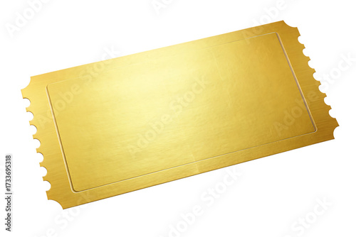 Golden ticket with blank space for text isolated on a transparent background.PNG