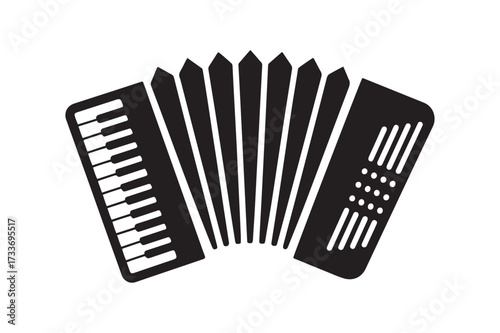 Classic Accordion Musical Instrument Silhouette Icon Vector Illustration for Folk Music and Entertainment Concepts