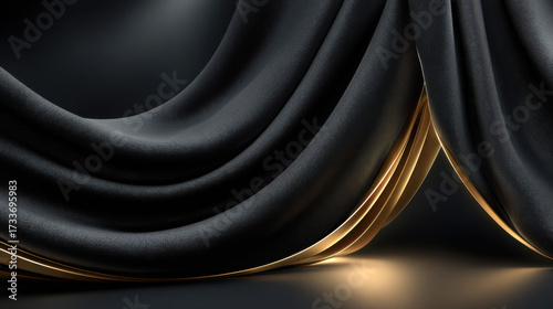 Elegant Drapes: A captivating image features a luxurious curtain with elegant folds and a touch of gold, creating a dramatic and opulent ambiance.