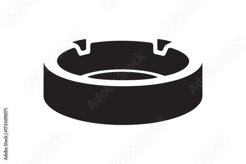 Simple Round Ashtray Silhouette Icon Vector Illustration for Smoking Area, Bar, Cafe, and Tobacco-Related Designs