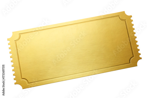Fototapeta Naklejka Na Ścianę i Meble -  Golden ticket with blank space for text isolated on a transparent background image