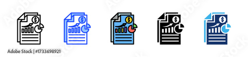 Expense Report Icon Collection With Multiple Styles
