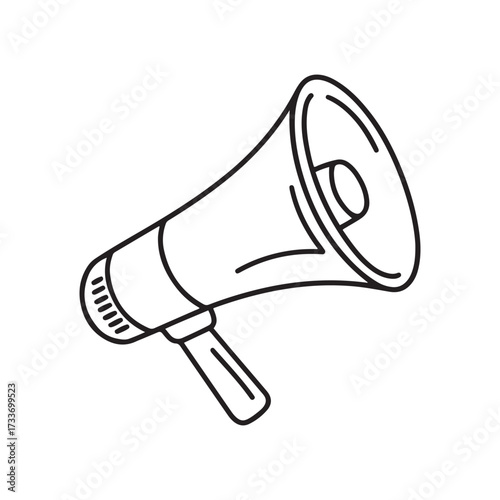 Loudspeaker Megaphone Outline Vector Icon Illustration for Announcement, Marketing, and Communication Concepts