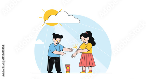 Protecting children from the sun's harmful rays with sunscreen during outdoor play.