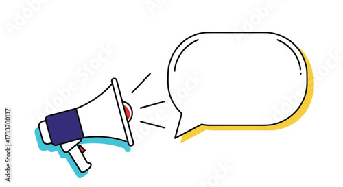 Announcement and communication megaphone with speech bubble for your message.