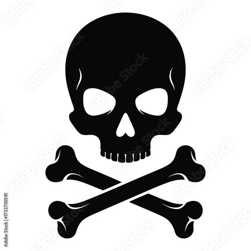 Vector art of black skull and crossbones symbol