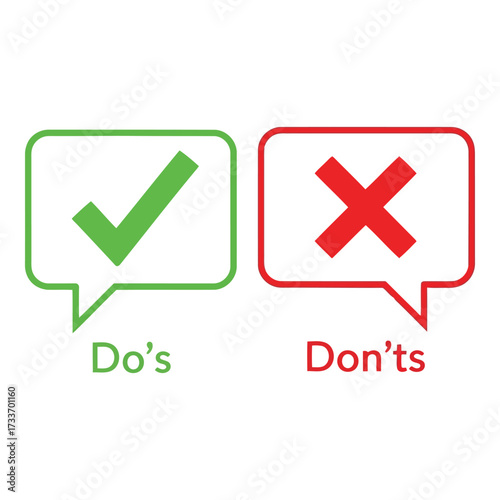 Vector art of dos and donts with green checkmark and red cross
