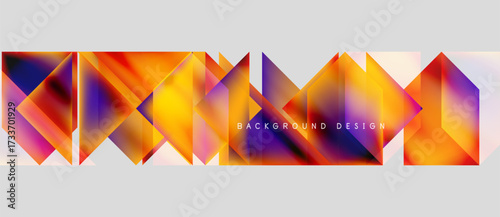 Abstract geometric shapes, vibrant colors, dynamic composition. Modern design element for backgrounds, presentations. Gradient hues create visual interest.