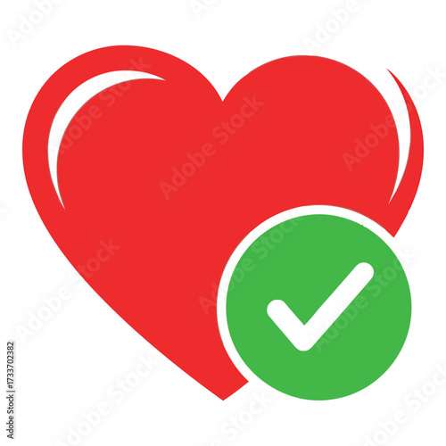 Free Download Vector art of red heart with green check mark - GFXLoad