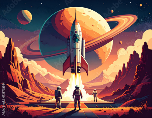 Astronauts Witness Rocket Launch Towards Saturn