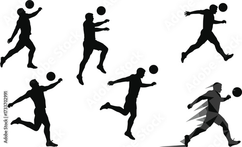 Soccer silhouette illustration, dynamic player movement, football action pose, athlete kicking ball, sports motion graphic, energy and speed concept