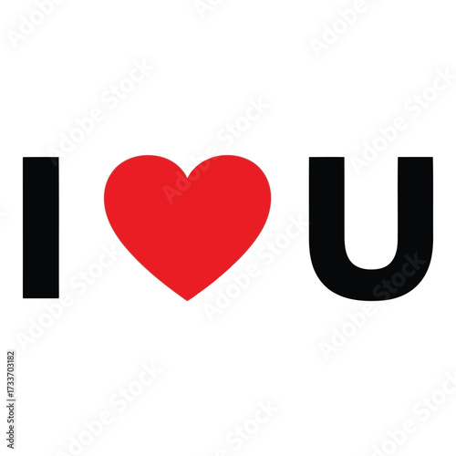 Vector art of i love you text with red heart