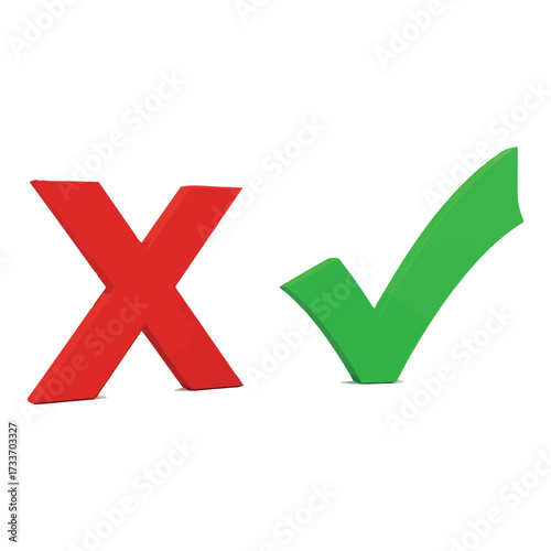 Vector art of red cross and green check mark