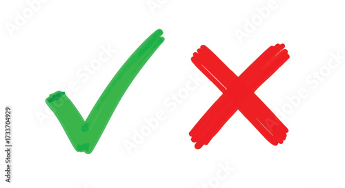 A green checkmark and a red X mark, representing approval and rejection, on a white background.