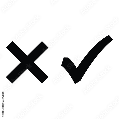 Vector art of black cross and check mark