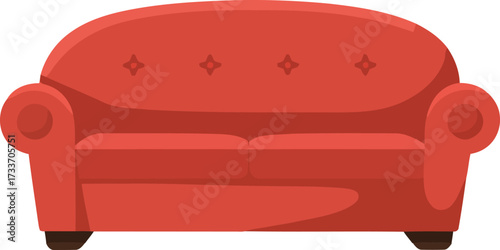 Elegant Red Sofa Illustration Comfortable Seating for Modern Living Room Design