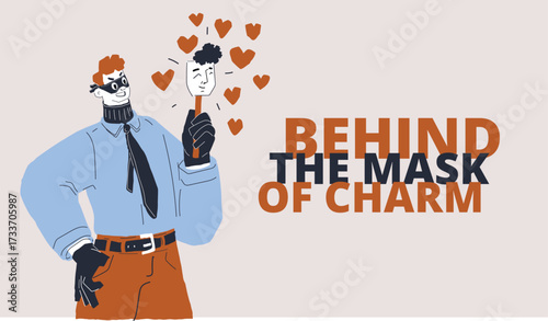 Cartoon vector illustration of a man caught in a scam symbol of deception, fraud, and financial risk