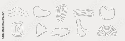 Abstract irregular outline shapes set. Rounded blots, arches, waves line vector illustrations.
