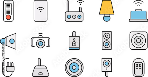 Set of smart home devices icons for modern lifestyle technology