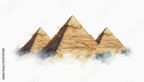 Desert Geometry pyramid isolated watercolor vector illustration svg