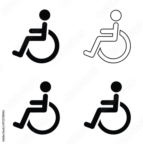 Accessibility Icon: A minimalist black icon representing accessibility for people with disabilities, offering a clear and universally understood symbol of inclusivity and support