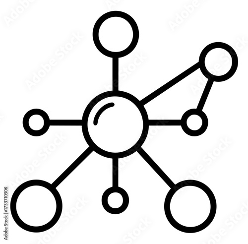 Chemical Molecule Silhouette Vector with Abstract Atomic Structure on Transparent Background