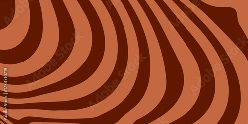 Retro coffee color background. Milk chocolate liquid dessert texture. Wavy swirl candy pattern for poster, cover, banner, pamphlet. Vintage brown trippy hippie wallpaper
