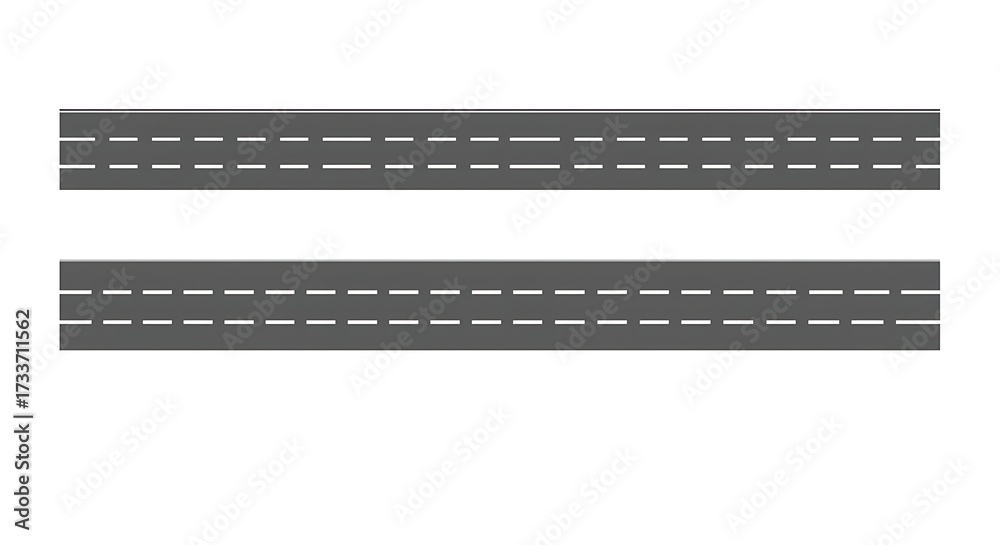 Obraz premium Two parallel road sections isolated on white background for transportation designs