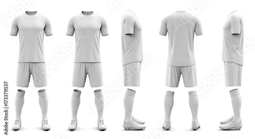Blank Soccer Uniform Mockup – 5-Angle White Kit for Custom Design Visualization